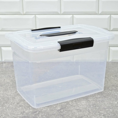 Ящик для хранения 11л с защелками и ручкой "Keeplex Vision" (прозрачный кристалл)