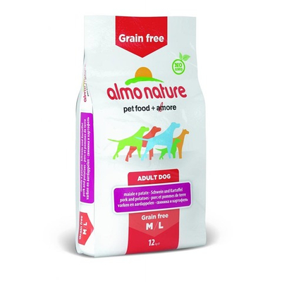 Almo Nature Holistic Grain Free M-L Pork - беззерновой корм для собак средних и крупных пород (свинина и картофель)