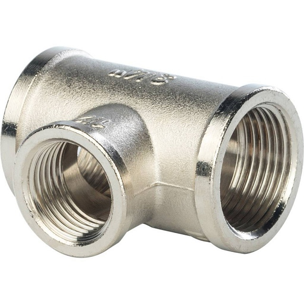 Тройник лат. 3/4"В х 1/2"В х 3/4"В STOUT (никель)