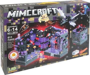 Конструктор Майнкрафт  "Черная крепость"  светящийся с LED-подсветкой , 511 деталей
