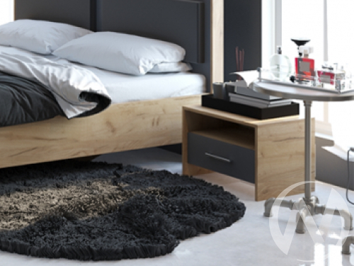 Тумба прикроватная с плитой 22 мм Спальня Либерти (дуб крафт золотой/антрацит)