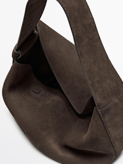 Massimo Dutti Замшевая сумка с плечевым ремнем, коричневый