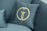 Диван Garda Decor Аннет (Annette) трехместный без мех,велюр бирюз.Colt1004, зол 250*100*95