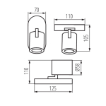 Споты потолочные черные KANLUX LAURIN EL-1O B GU10