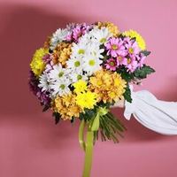 Букет цветов из 35 кустовых хризантем