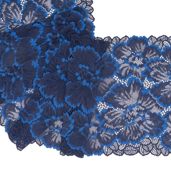 Кружево эластичное темно-синий/ультрамарин 22 см, Китай
