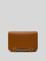 Сумка Hermes квадратная Коричневая с ремешком в комплекте Nadya