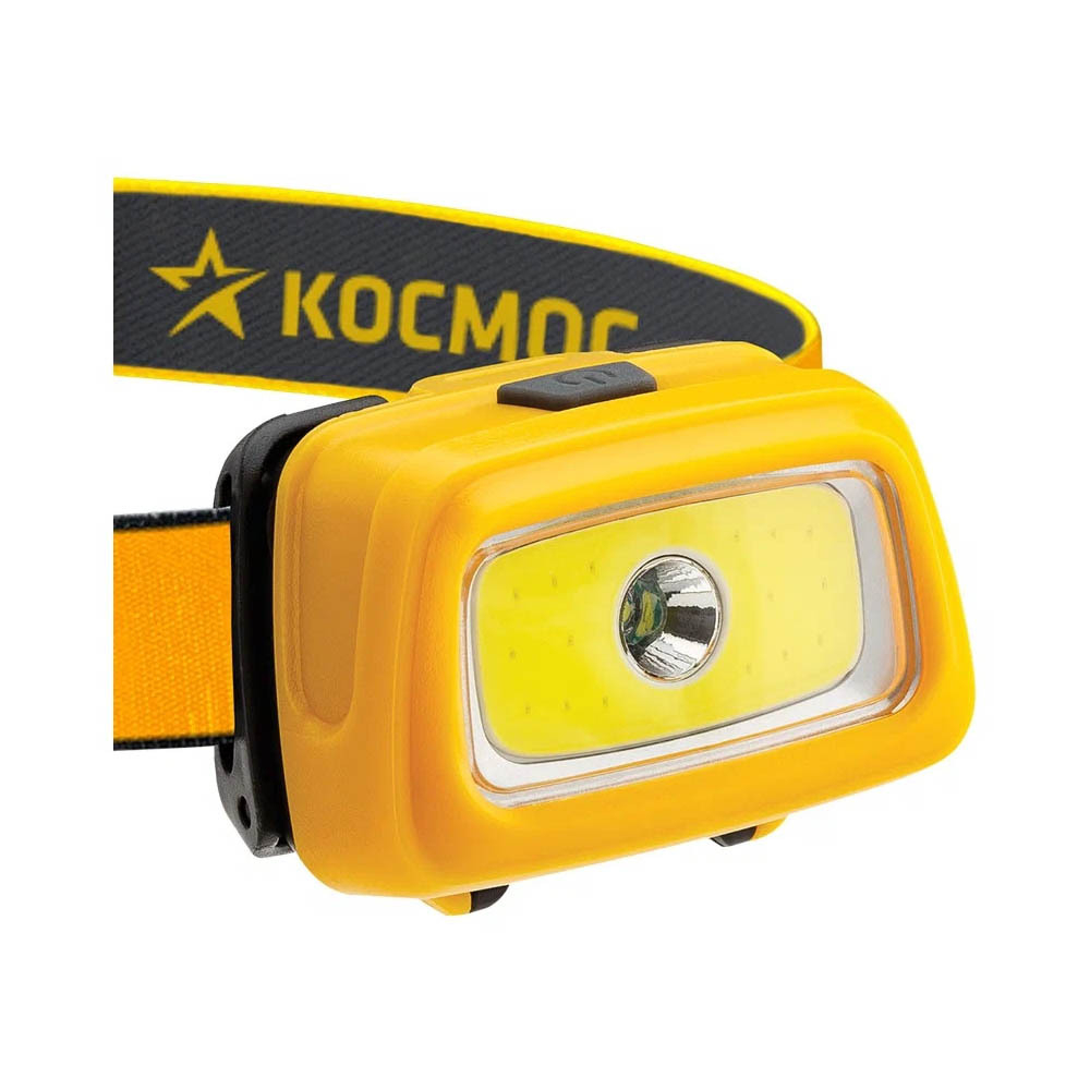 КОСМОС Фонарь налобный H3WDS-COB (3xR03),1св/дCOB 3W(240lm) +1св/д 1W(100lm), жёлтый/пласт,3 реж,