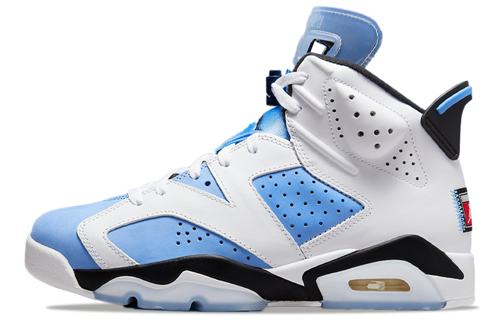 Jordan Air Jordan 6 retro "university blue" leather two-layer cowhide wear-resistant non-slip wrapping lightweight high-top retro basketball shoes men's white and blue