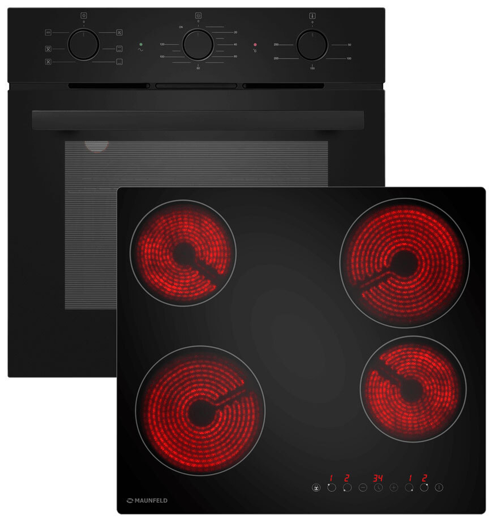 Комплект встраиваемой бытовой техники Maunfeld AEOF6060B2 + варочная панель AVCE594STBK