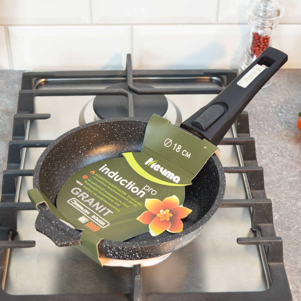 Сковорода 18см Гранит black Induction Pro со съемной ручкой