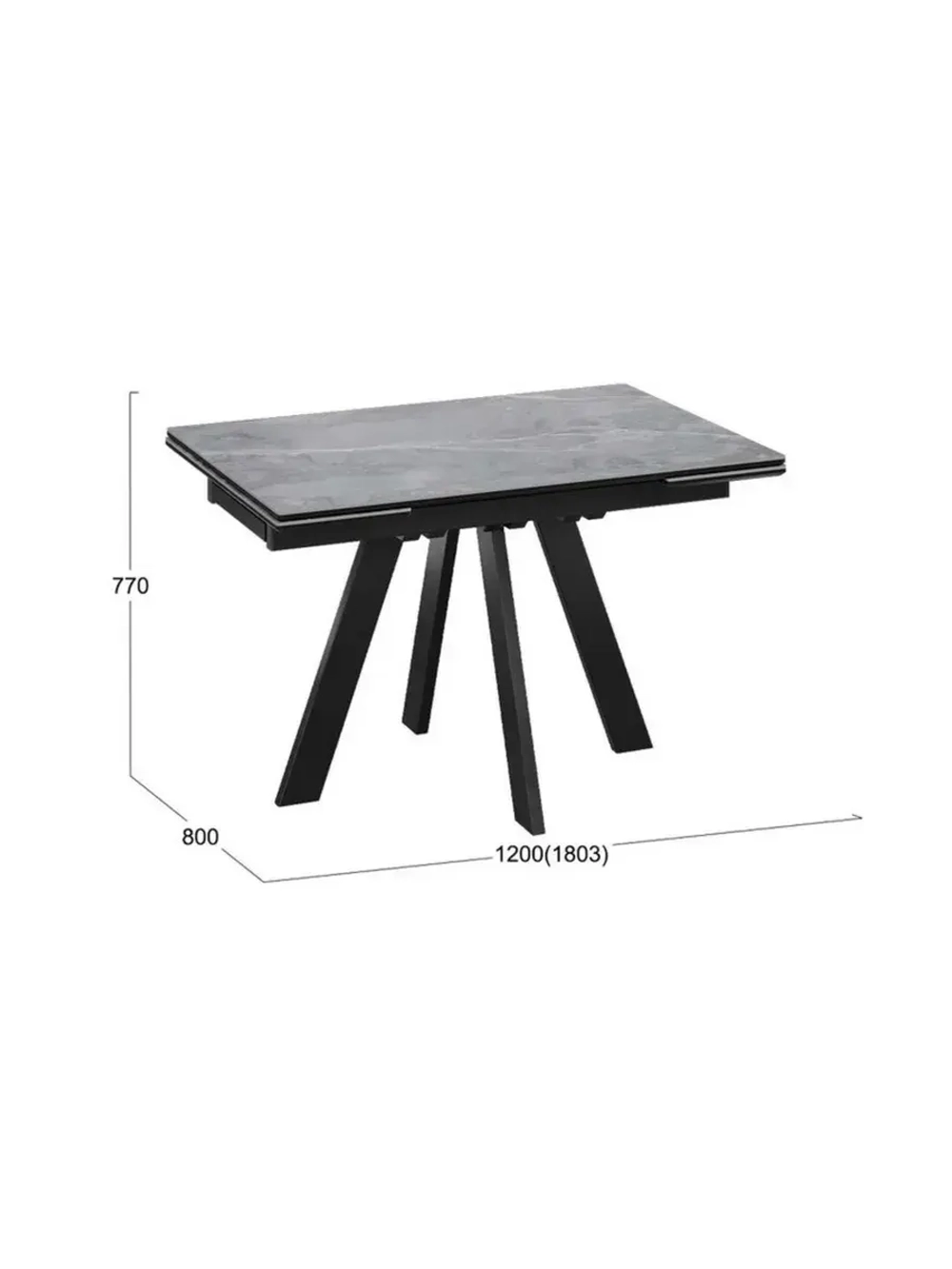 Стол кухонный Черный муар серый мрамор 120(180)х80х77 см