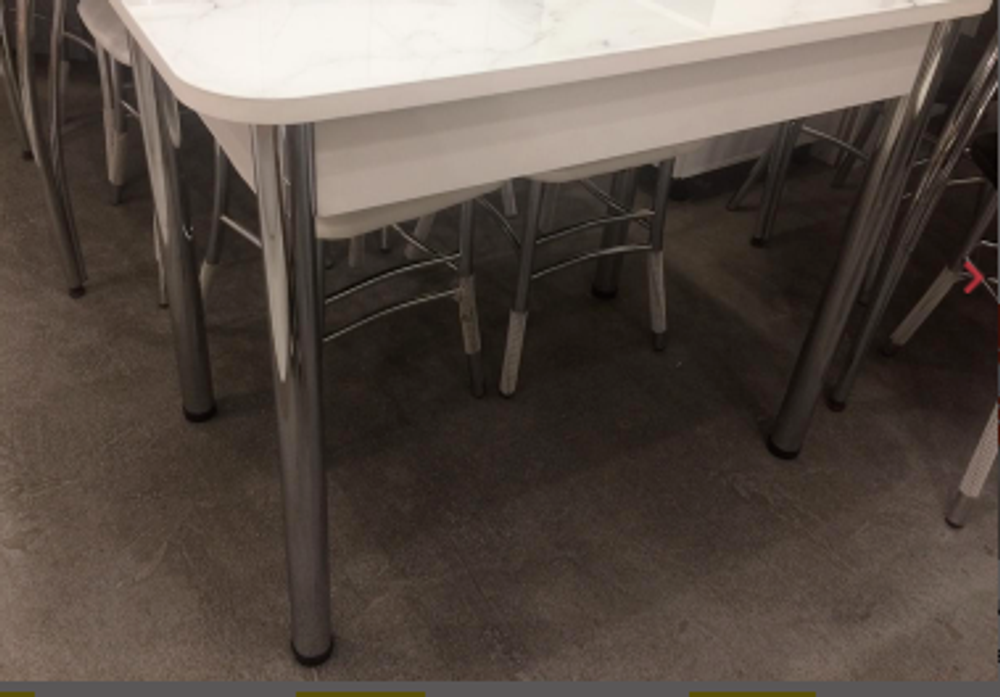 Стол раздвижной стеклянный подстолье прямое хром пояс белый Текстура 1