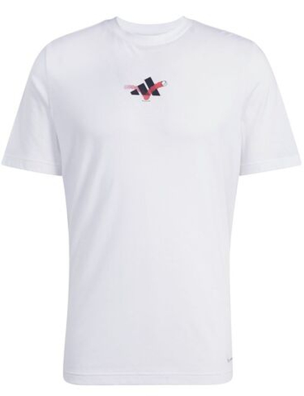 Мужская теннисная футболка Adidas Melbourne Tennis 3-Ball Graphic - белый