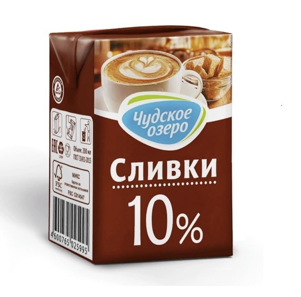 Сливки "Чудское озеро" 10% 200мл.