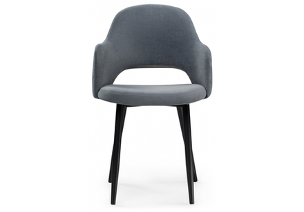 Стул на металлокаркасе Woodville Гутрид ромбы сзади без складок серый, черный, ножки черные