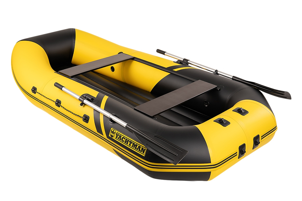 YACHTMAN-280 МНД НАДУВНОЕ ДНО (Яхтман) желтый-черный (лодка ПВХ с усилением)