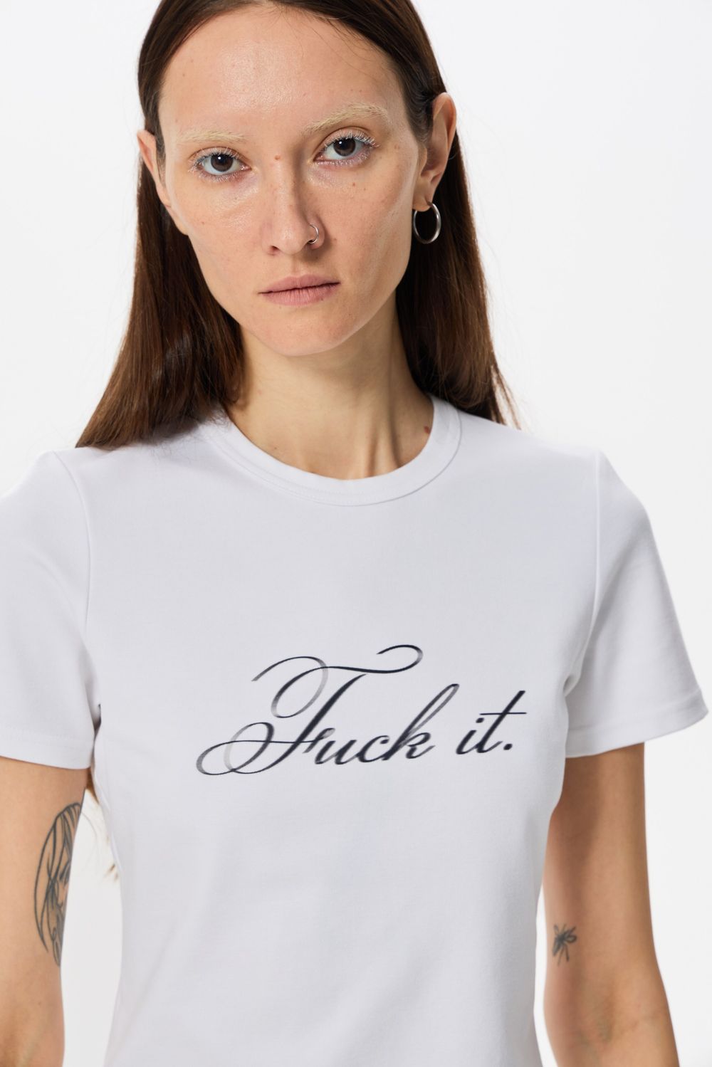 Футболка Kraizy Stripes Slim Fit Fuck It белая