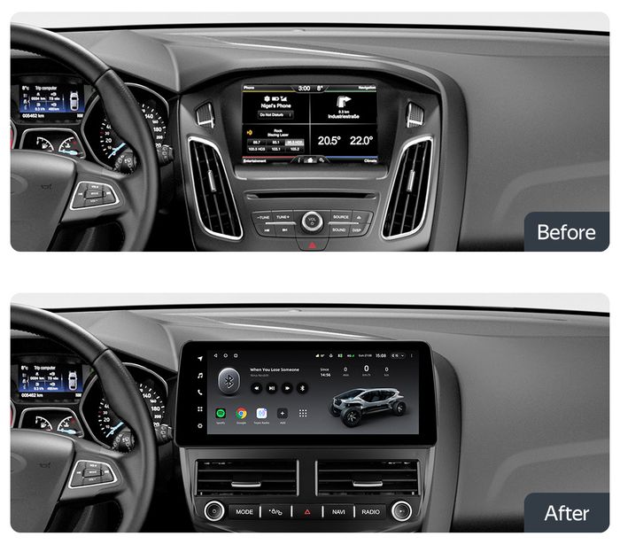 Магнитола для Ford Focus 3 2011-2019 - Teyes LUX ONE монитор 12.3" 2K QLED на Android 10, Быстрая, CarPlay, 4G SIM-слот