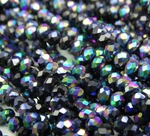 БН008ДН34 Хрустальные бусины "рондель", черный c цв. AB непрозрачный, 3х4 мм, кол-во: 95-100 шт.