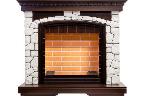 Каминокомплект Glasgow - Темный дуб/Белый (Высота 1080 мм) с очагом Cassette 400 LNH-INT PS (без дров)