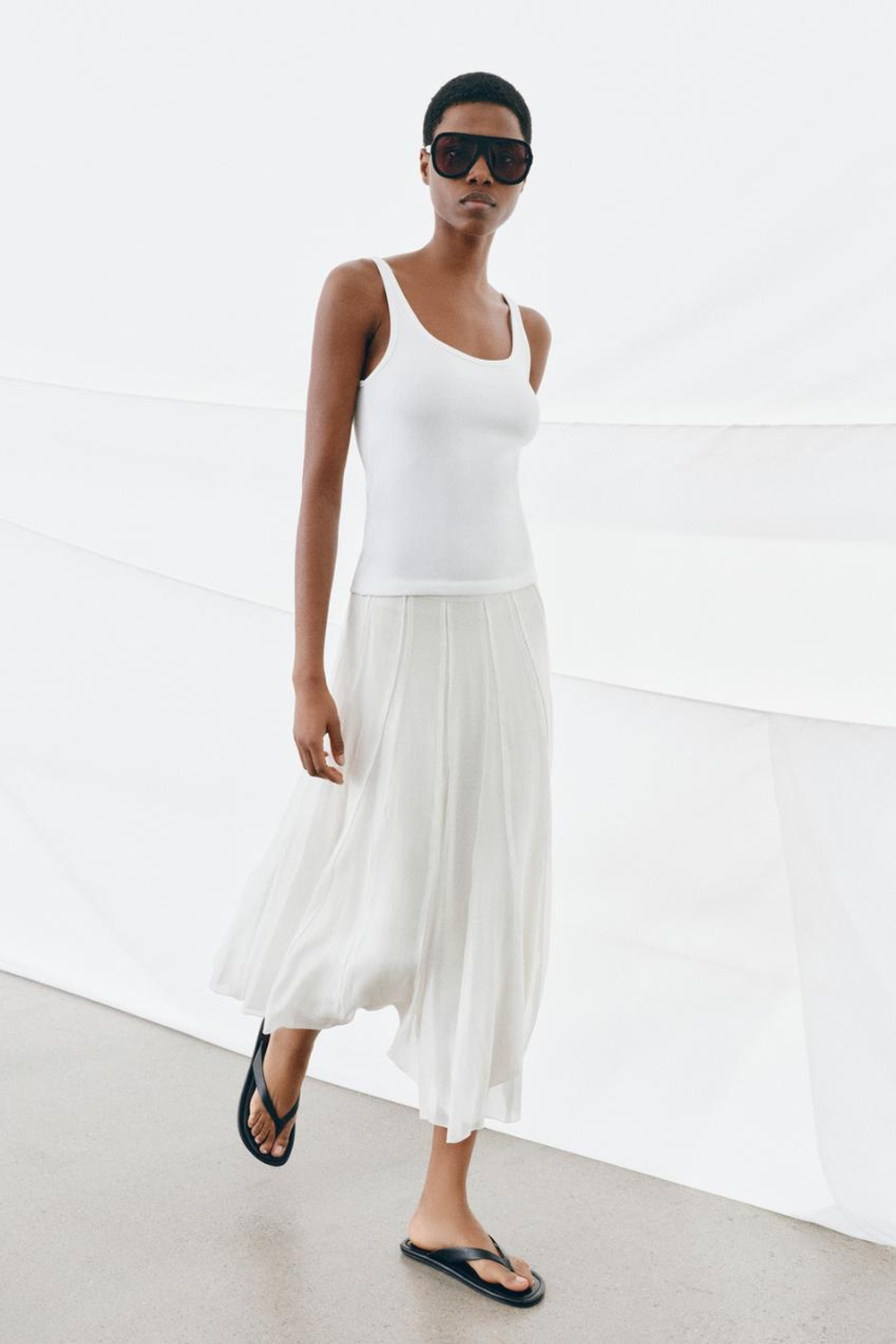 ZARA МАЙКА НА БРЕТЕЛЯХ, БЕЛЫЙ