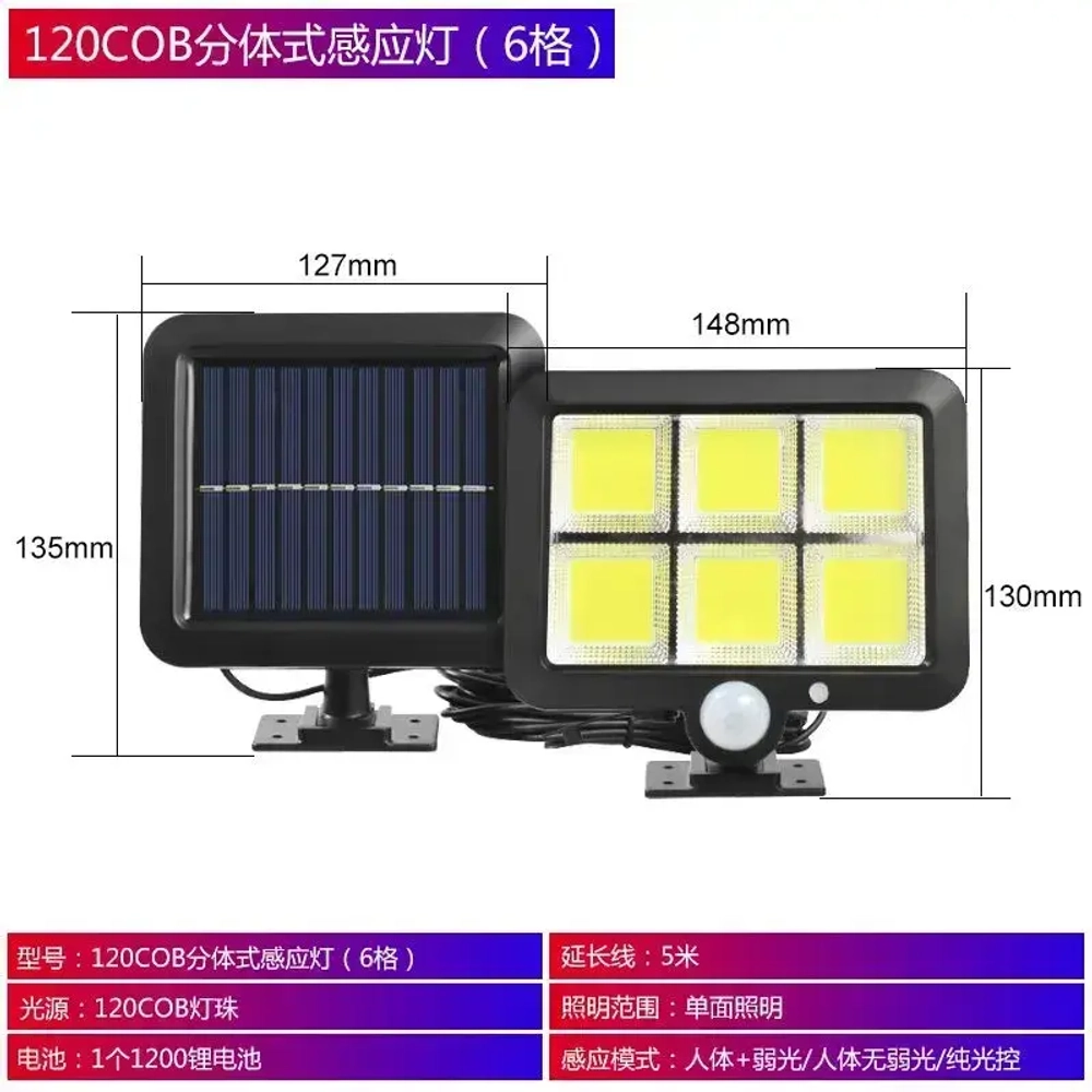 Уличный светильник на солнечной батарее с датчиком движения настенный