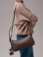 Кожаная сумка багет кросс-боди коричневый торф