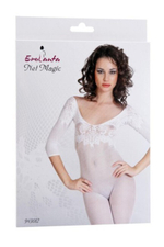 Белый комбинезон в сеточку с фантазийной вышивкой SL (42-46) (Цвет: белый)