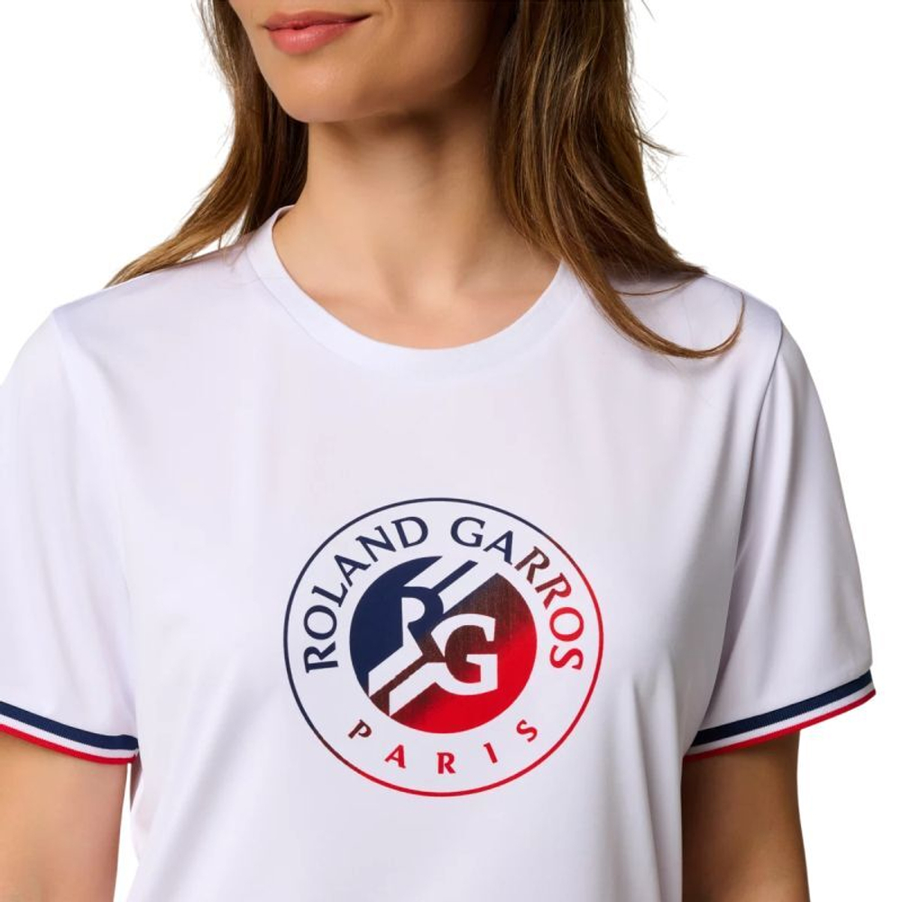 Женская теннисная футболка Roland Garros Tricolore - White