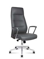 Кресло офисное Норден / Нанси / Nancy  / алюминиевая  база / серая экокожа