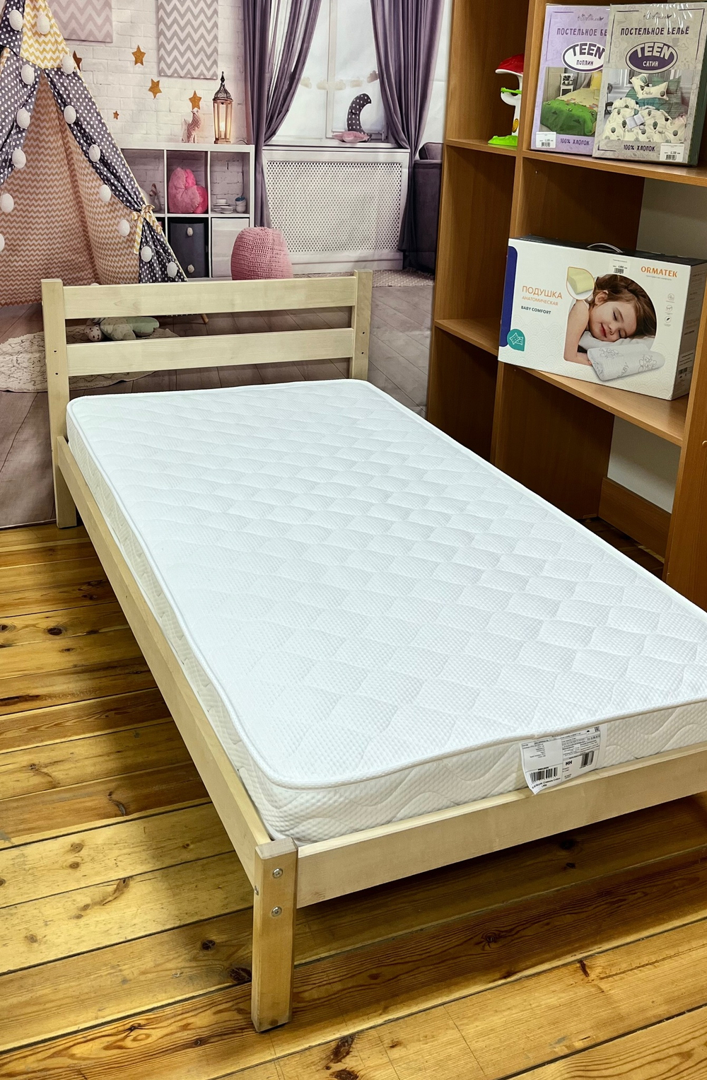 Кровать подростковая "Софа 2" 180*90 см белый без борта, (Pirogova wood)