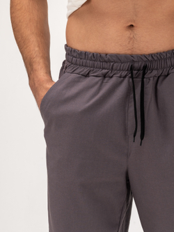 Костюм мужской льняной. Рубашка с брюками. Графит