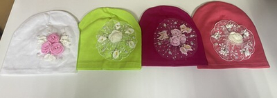 Шапка на девочку однослойная трикотажная из 100% хлопка на размер 48-50, цвета в ассортименте