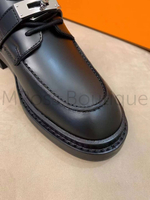Женские лоферы Hermes First кожаные в черном цвете