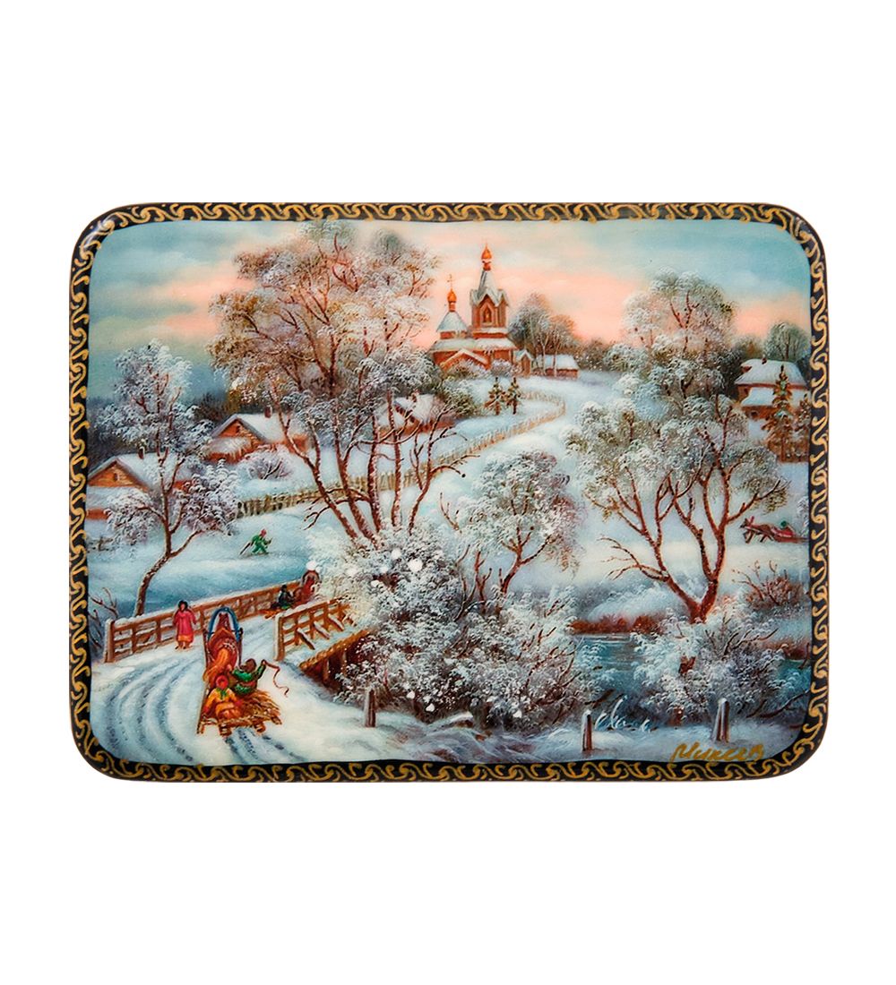 ШК-19/39-A Шкатулка в технике декупаж «Зима» (10х8х3,5)
