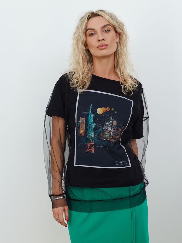 Свитшот-сетка, черный