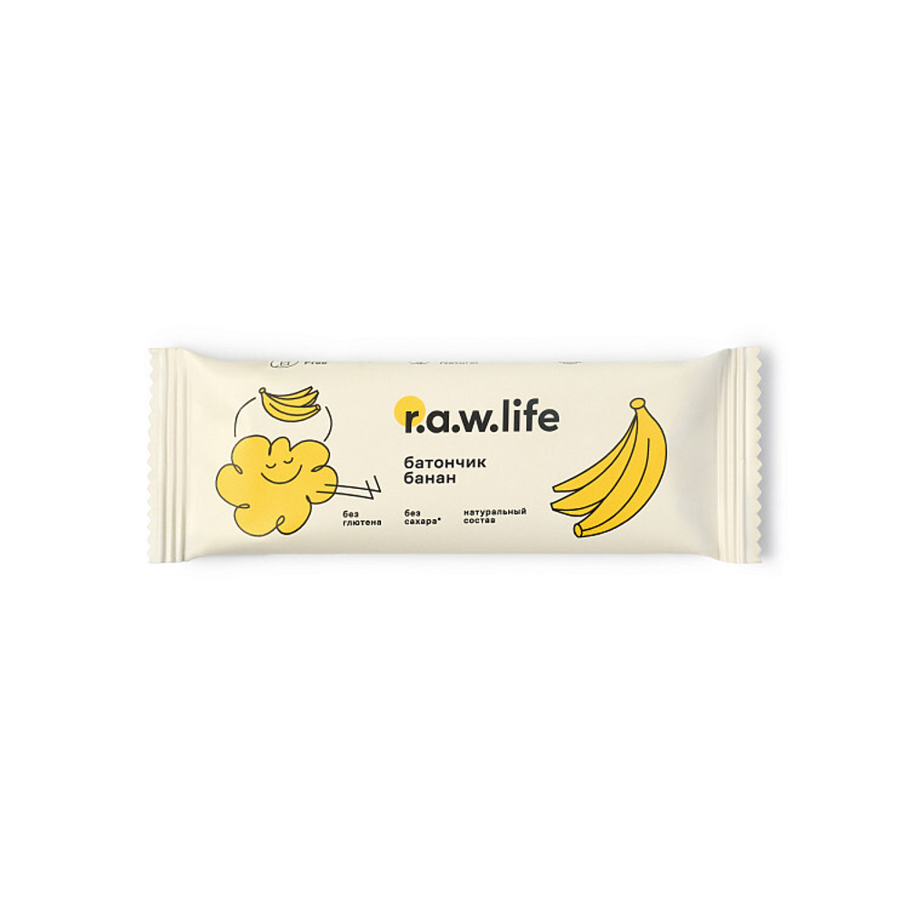 R.A.W. LIFE Батончик злаковый Банан 12шт/уп, 33гр
