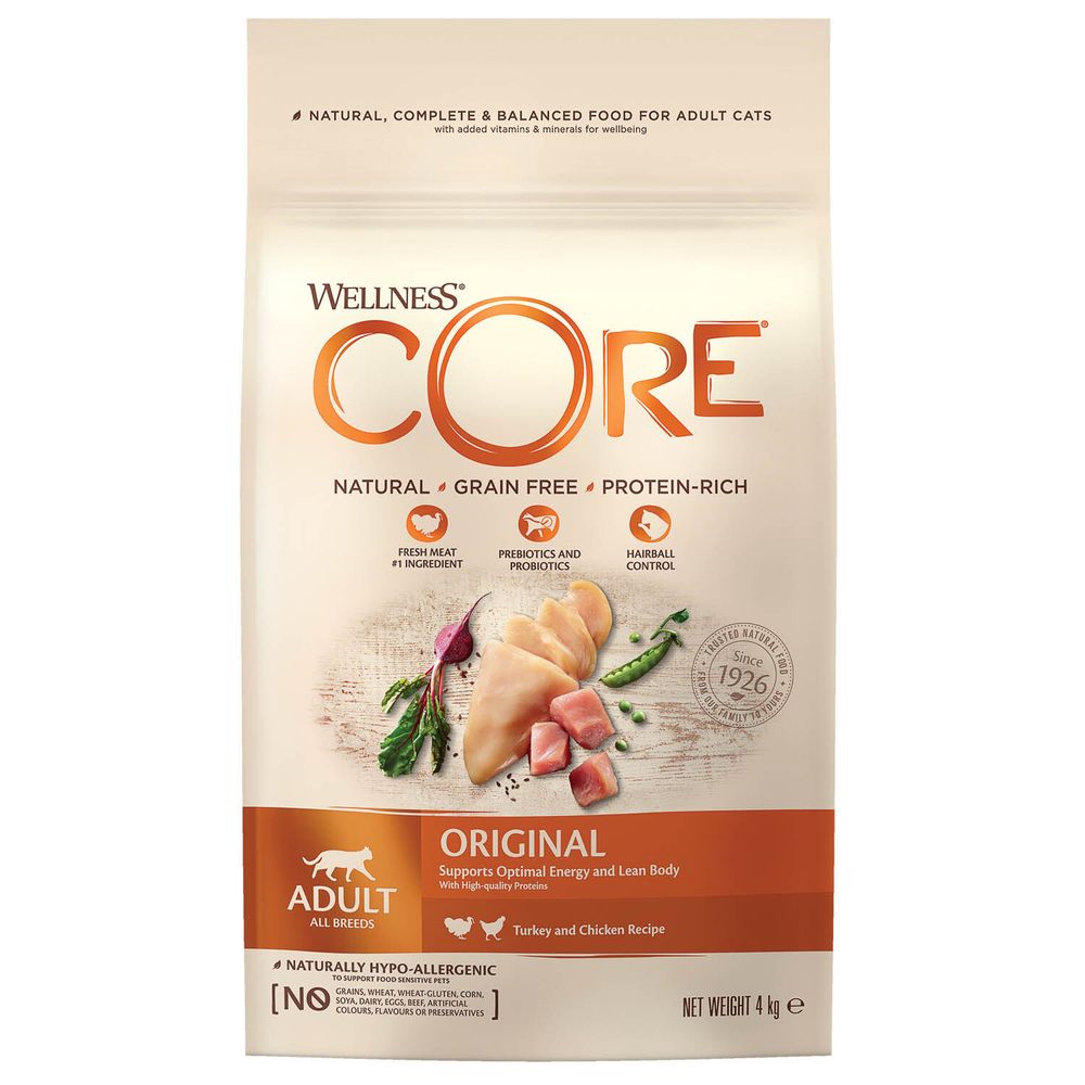 Wellness Core 4кг Сухой корм для взрослых кошек Курица и индейка