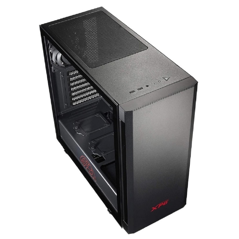Корпус для компьютера XPG INVADER BLACK (INVADER-BKCWW) (Midi-Tower, черный, TG, 120mm fan*2)