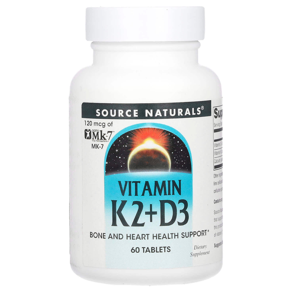 Source Naturals, витамин K2 и D3, 60 таблеток