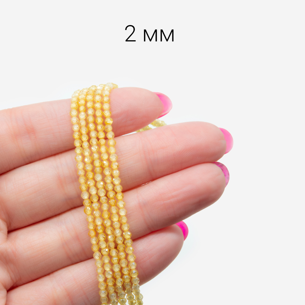 Фианиты, оттенок "Золото", 1,9-2мм шар, микроогранка