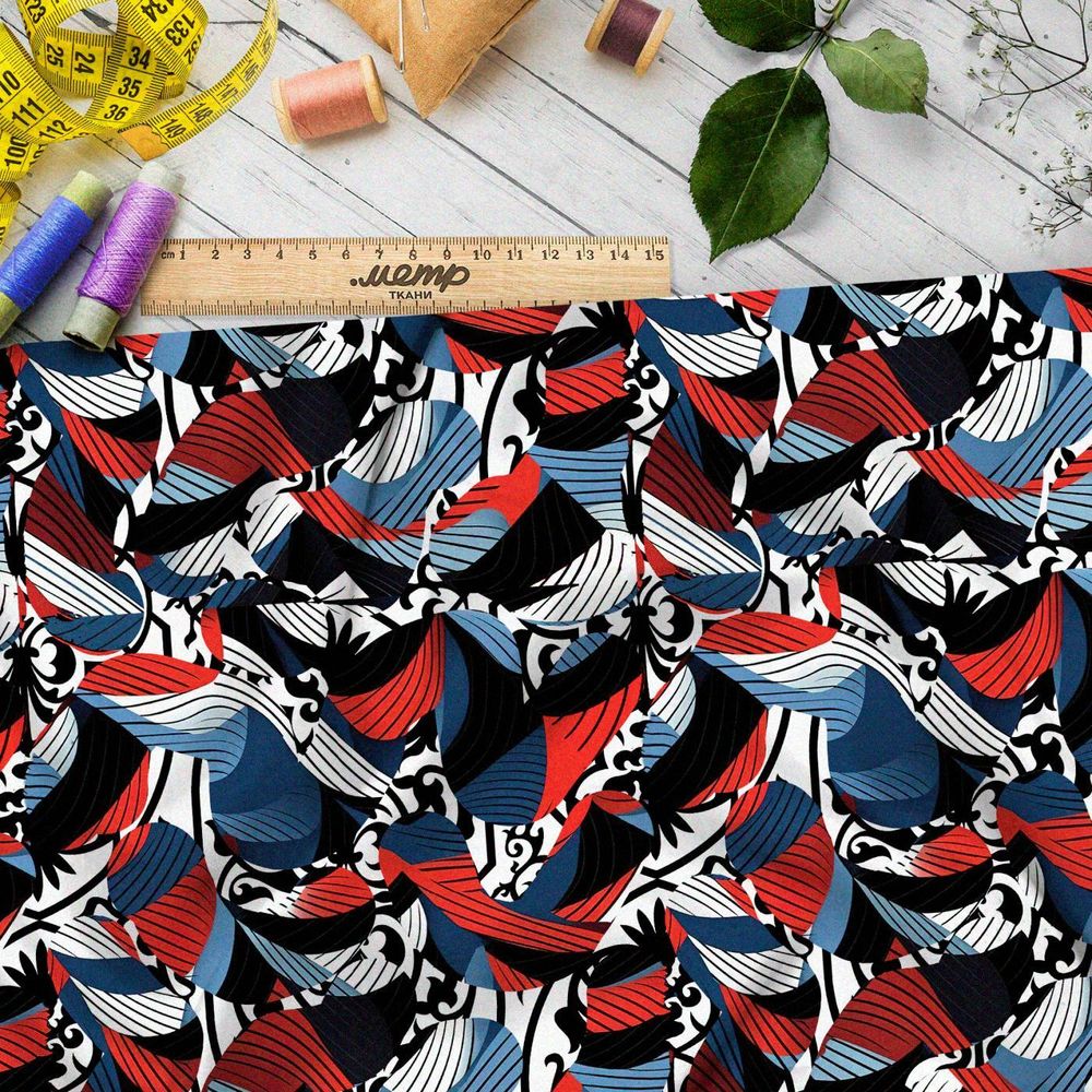 Ткань премиум габардин фантазийный калейдоскоп