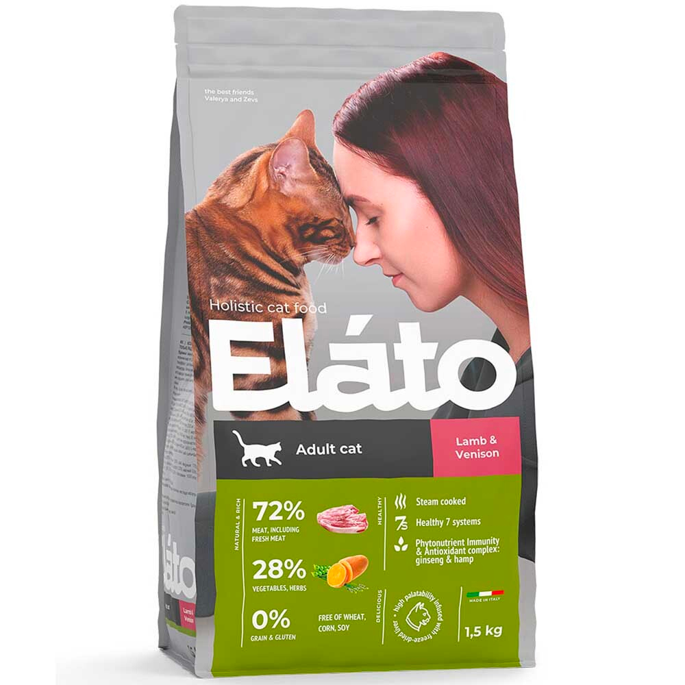 Elato Holistic корм для кошек с ягненком и олениной (Adult Cat Lamb & Venison)