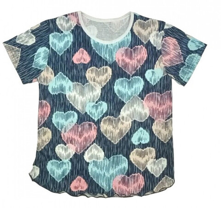 Футболка 411/82 сердечки голубые