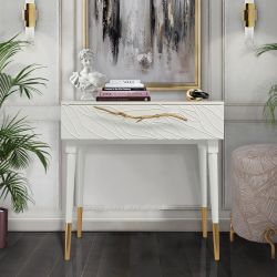 Консоль Арт Колор leaves Стайл Голд Белый опал