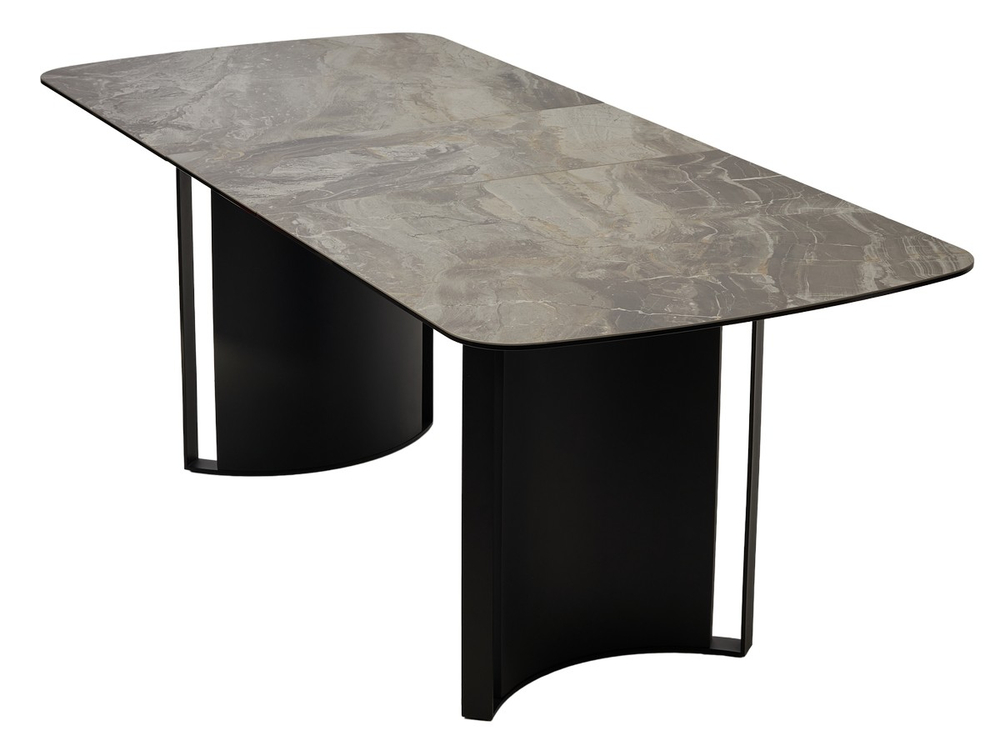 Стол М-City DISAUR Расмус (Rasmus) 160 Kl-80 Серый Мрамор, Итальянская керамика, Черный