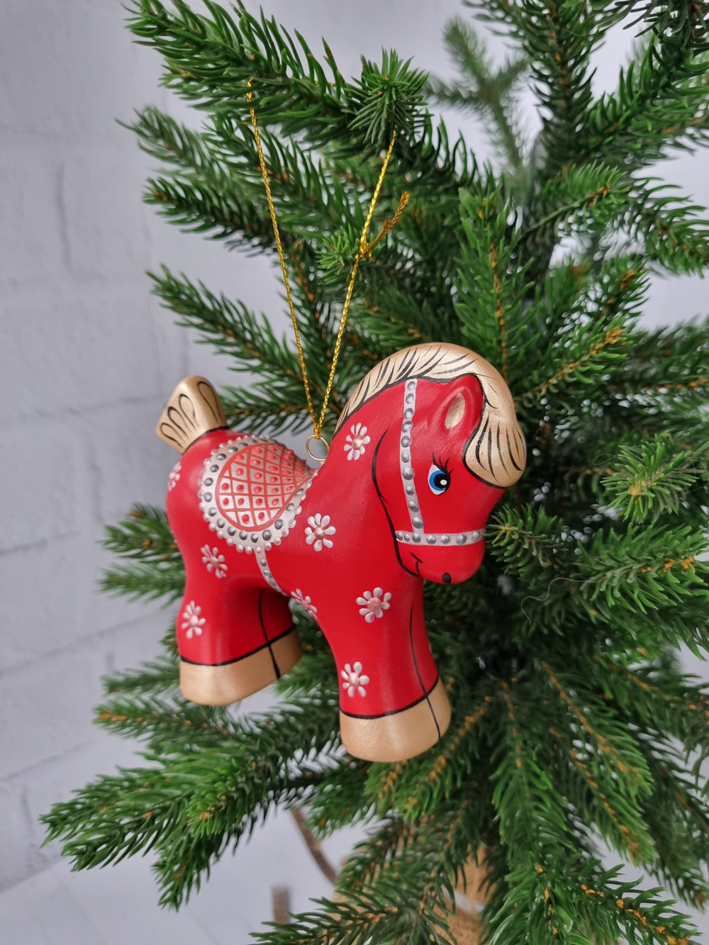 Конь-Огонь ёлочная игрушка из фарфора