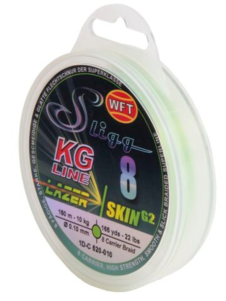 Леска плетёная WFT KG SLIGG LAZER SKIN G2 x8 Chartreuse 150 м, 0.10 мм
