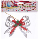 Украшение новогоднее «Сказочный бант» 10*12 см, Серебро